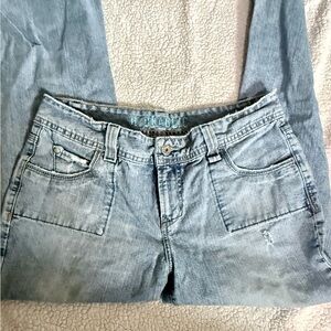 Hydraulic Jeans Womens 9/10 Light Wash Flap Pocket Distressed Denim Y2K
